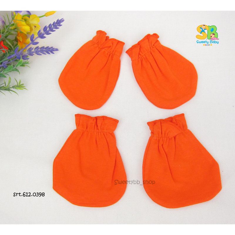 Sarung tangan dan kaki bayi warna polos isi 3pcs, 6pcs