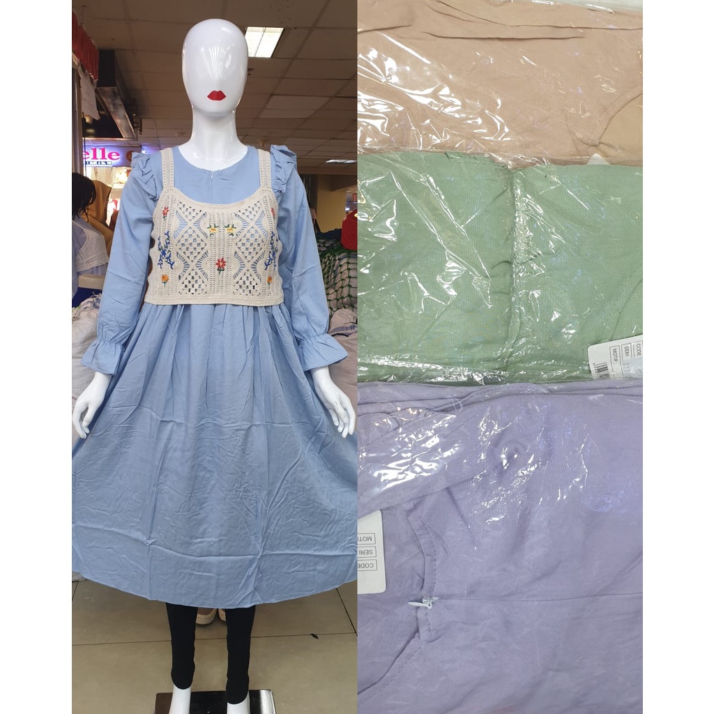 LONG TUNIK WANITA RAYON + VEST RAJUT
