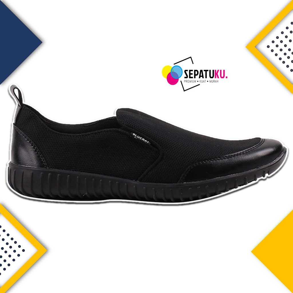 Sepatu Slip On Casual Pria Keren Sepatu Olahraga Sport Running Pria Murah Spatu Slip On Cowok Pria Spatu Original 100% - Frieza-HITAM