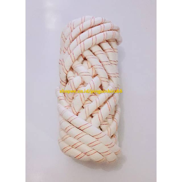 

Tali tambang.TALI KATUN PUTIH MOTIF . Ukuran diameter 1 cm .panjang 8 m.