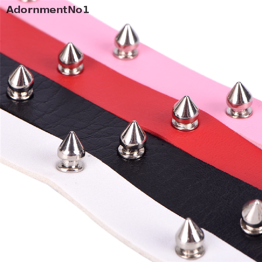 (AdornmentNo1) Kalung Choker Bahan Kulit Aksen Rivet + Hati Gaya Punk / Gothic Untuk Wanita