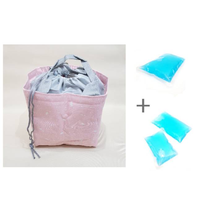 Cooler bag serut tali + 3 Blue ice gel / PAKET PROMO SC02 Y1