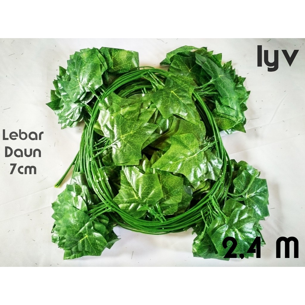 Daun Rambat Ivy Anggur Maple Srigading Artificial Palsu Dekorasi Bunga Plastik-Ivy 2,4 m