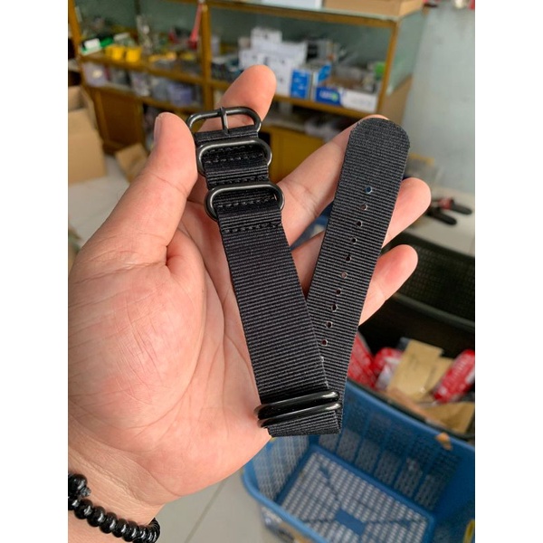 Strap Tali Jam Tangan Nato Zulu kanvas Hitam 24MM