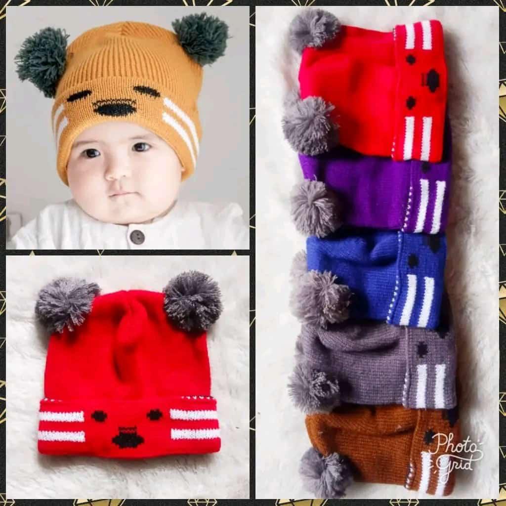 Topi Rajut Pompom Bayi