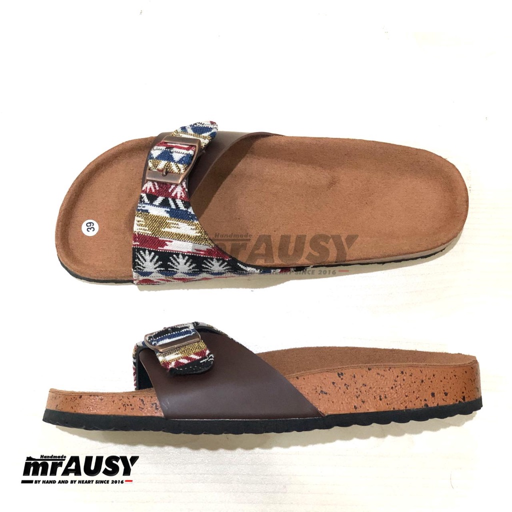 Sandal Sendal Selop Wanita Casual mrAUSY Ringan Strap 1 Gesper 1 Kain