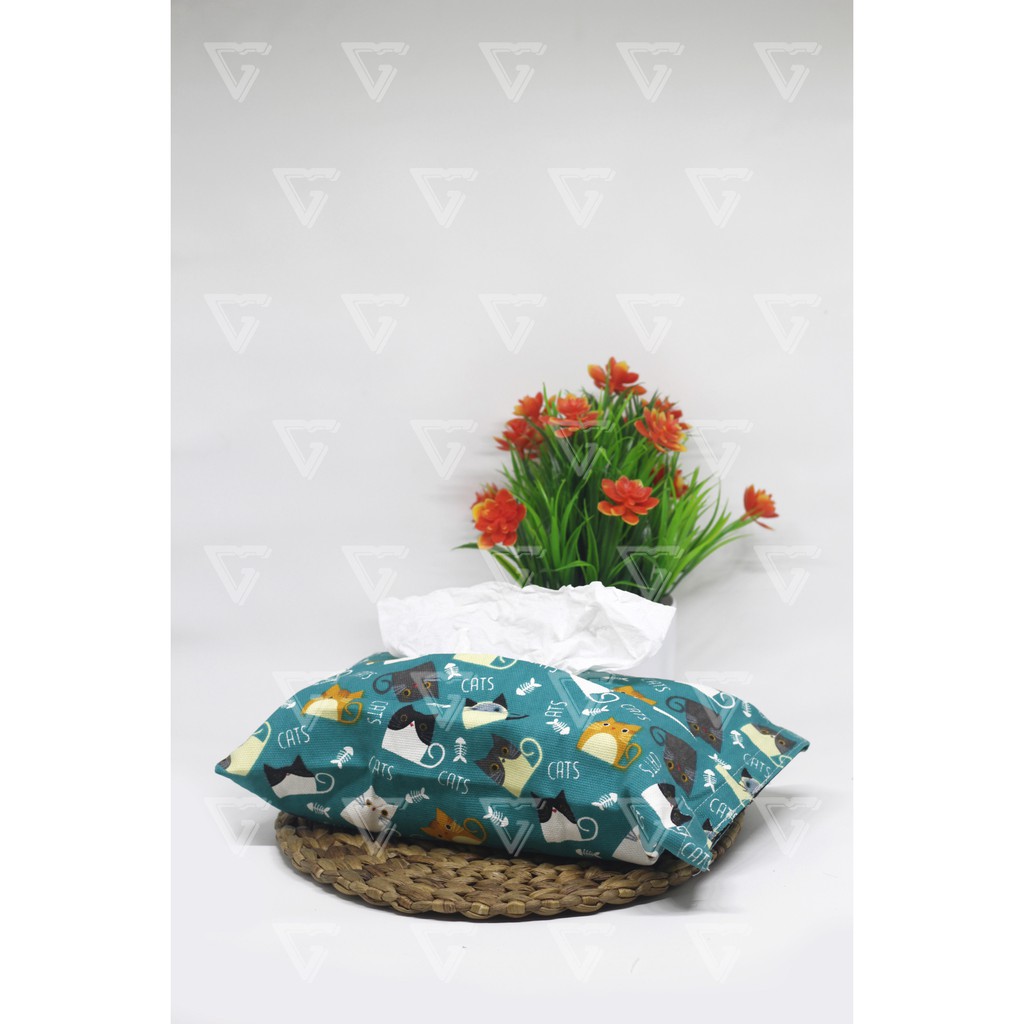 Tempat Tisu -Sarung Tisu - Cover Tissue - Box Tisu Kanvas - Wadah Tisu Motif KUCING TOSCA