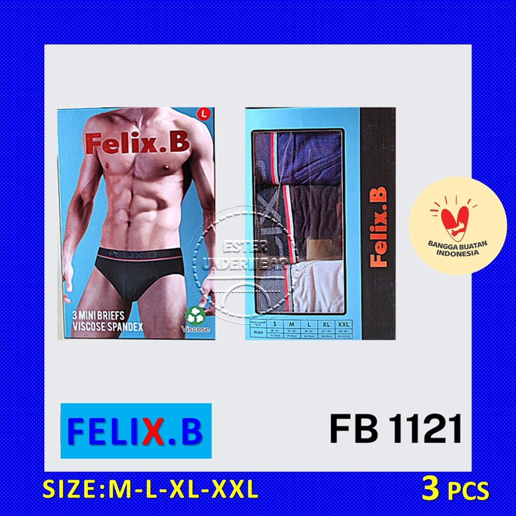 CELANA DALAM PRIA FELIX.B FB 1121 ISI 3 PCS | VISCOCSE SPANDEX