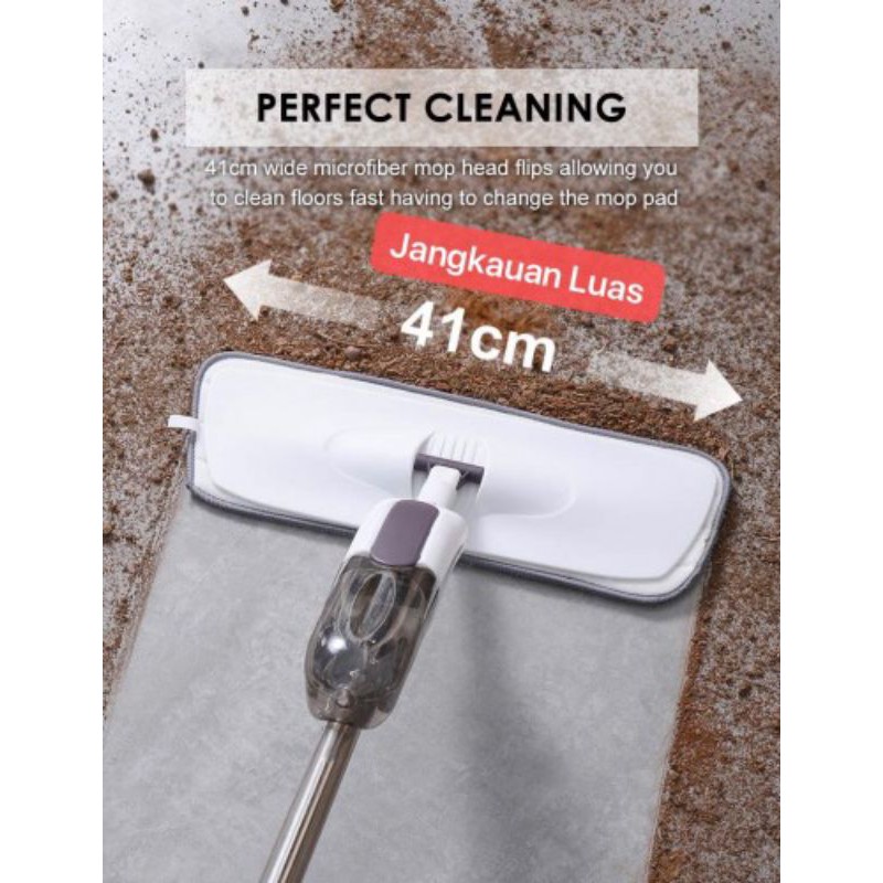 Alat Pel Lantai Plus Penyemprot Air Biasa / Air Sabun / WATER Spray Mop Dengan Kain Pel Microfiber