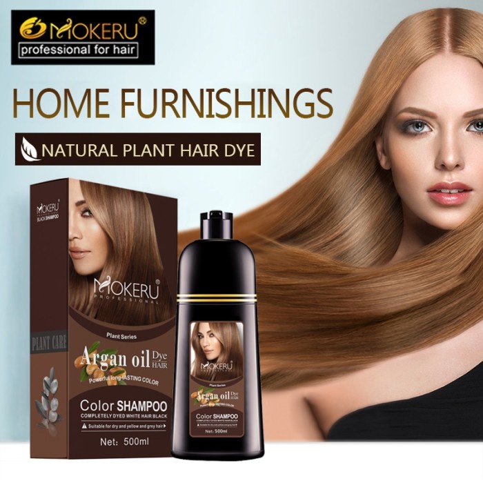 (COD) MOKERU shampoo pewarna rambut herbal Argan Oil - Natural Black