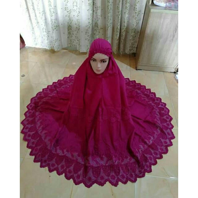 Mukena bordir pink fanta keliling polos