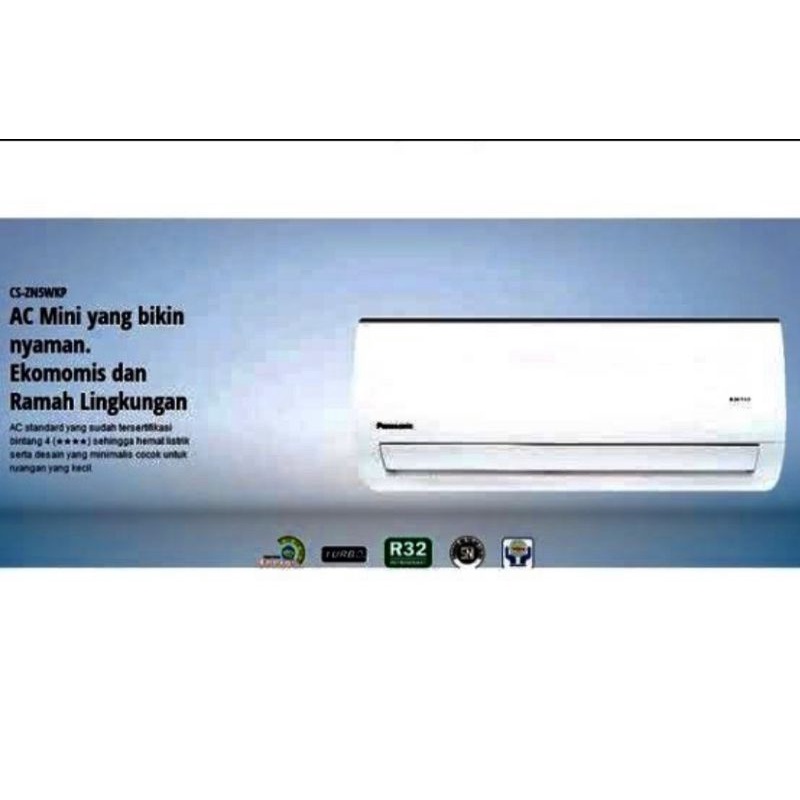 AC PANASONIC 1/2 PK ZN 05 WKP NON INVERTER R32 SI BIRU + INSTALASI PEMASANGAN