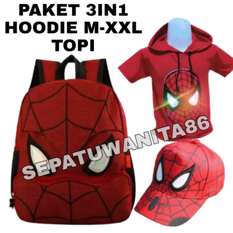 TERUMRAH Baju anak led hoodie karakter  gratis tas ransel  topi bordir