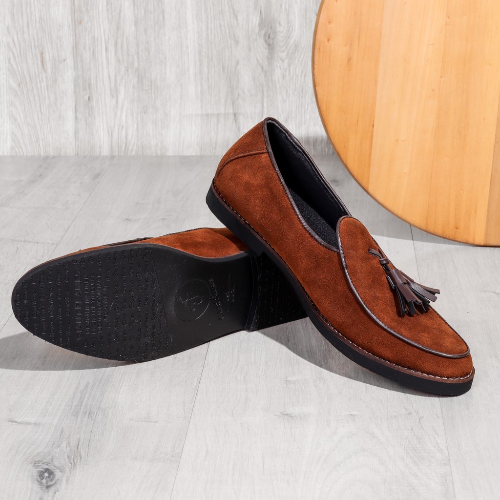 Bossa Brown | Sepatu Loafers Coklat Suede Tanpa Tali Pria Casual Kerja Kantor Laki | Giant x FORIND