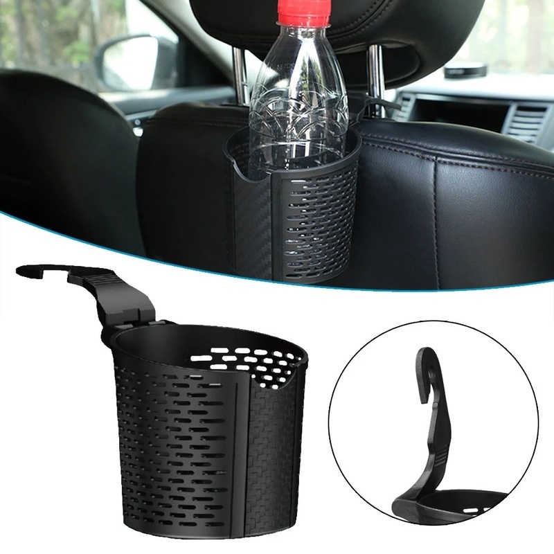 Cup Holder / Tempat Gelas / Botol Minum Portable Warna Hitam Untuk Belakang Jok Mobil