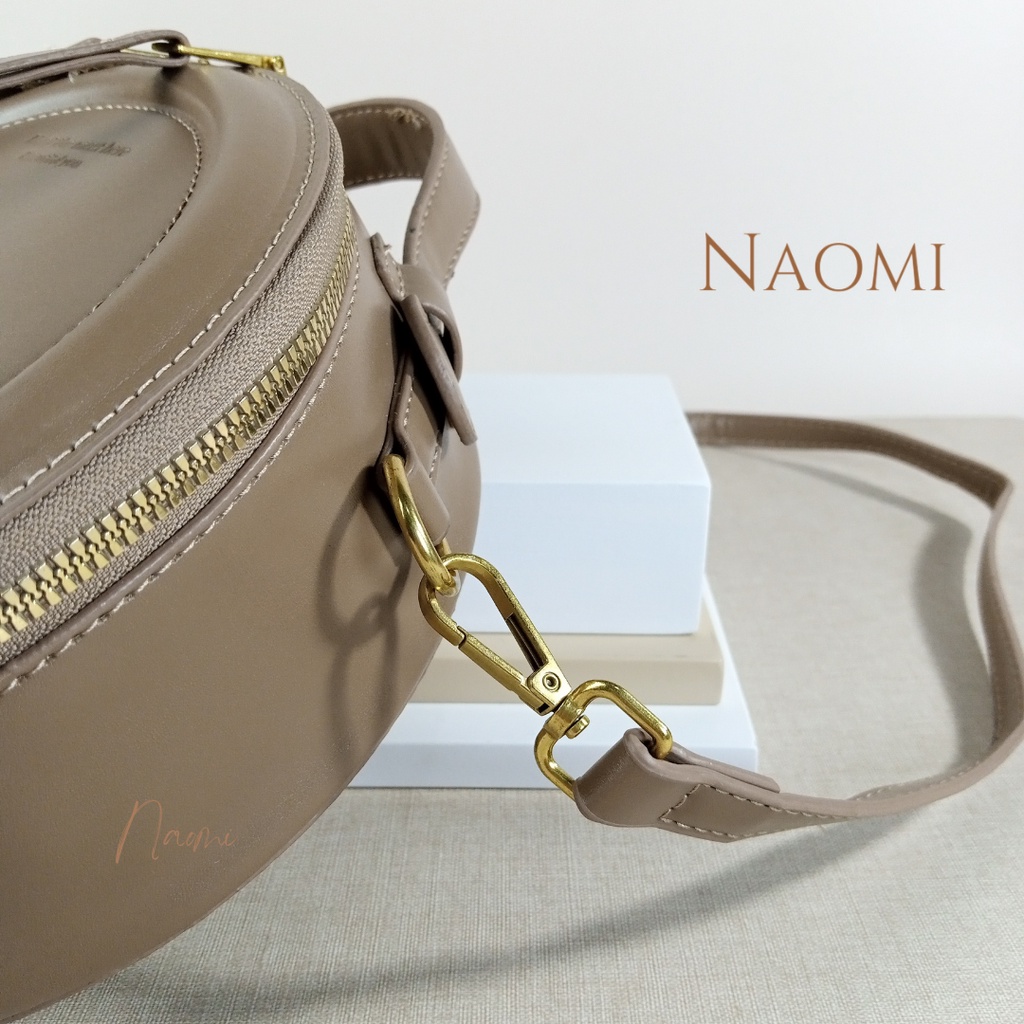 NAOMI - Veronica Sling Bag - Tas Import -Tas Selempang Premium - Bulat Round Kulit Sintetis PU Terbaru Modern - Tas Model Bulat - Latest Model Bag - naomi bag - tas bulat - tas circle - tas premium