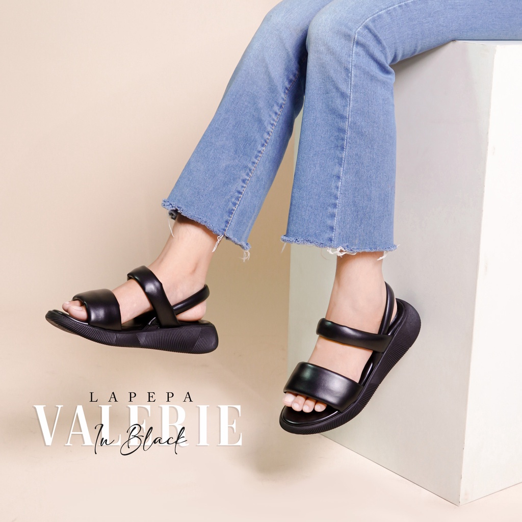 AVLINSTORE - tipe VALERIE full color Sepatu Sandal Wanita Wedges Model Ban dua Tali Strap belakang Hak Tinggi Sole 4 cm