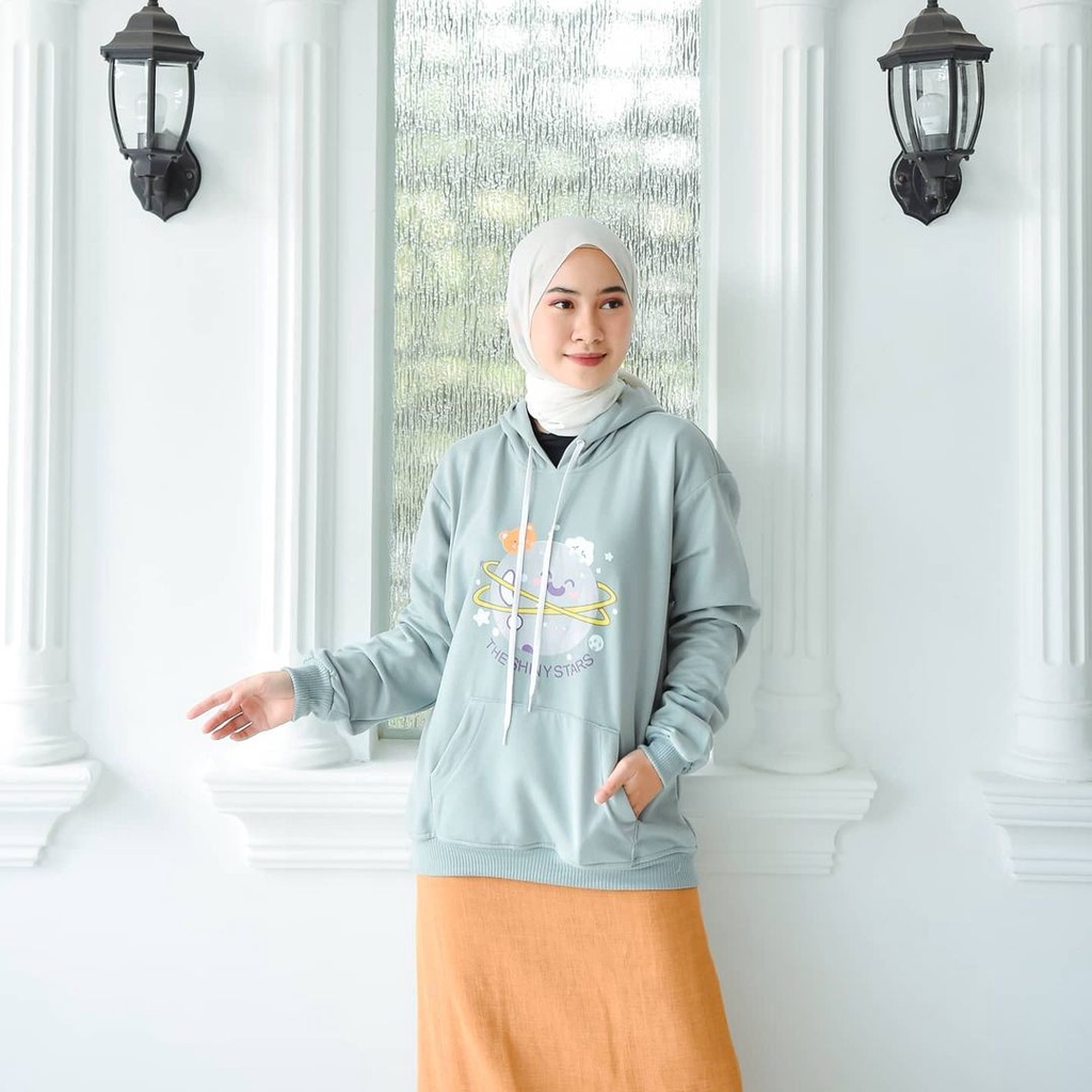 THE SHINY STARS Sweater Hoodie Wanita Bahan Fleece-4