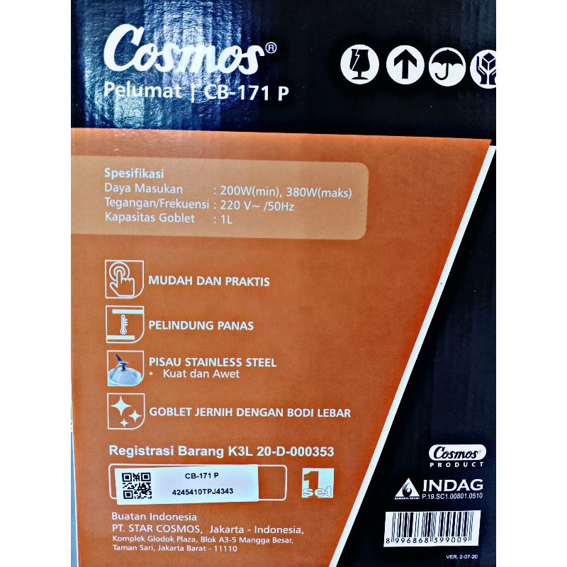 Blender COSMOS 1 Liter / COSMOS CB 171 P