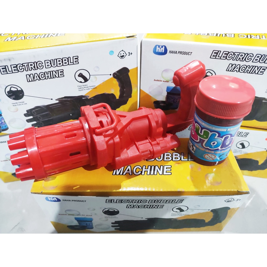 MAINAN ANAK BUBBLE CAMERA KAMERA GELEMBUNG SABUN KARAKTER SPIDERMAN HELLO KITTY DORAEMON TIGER-Gun Bubble MERAH