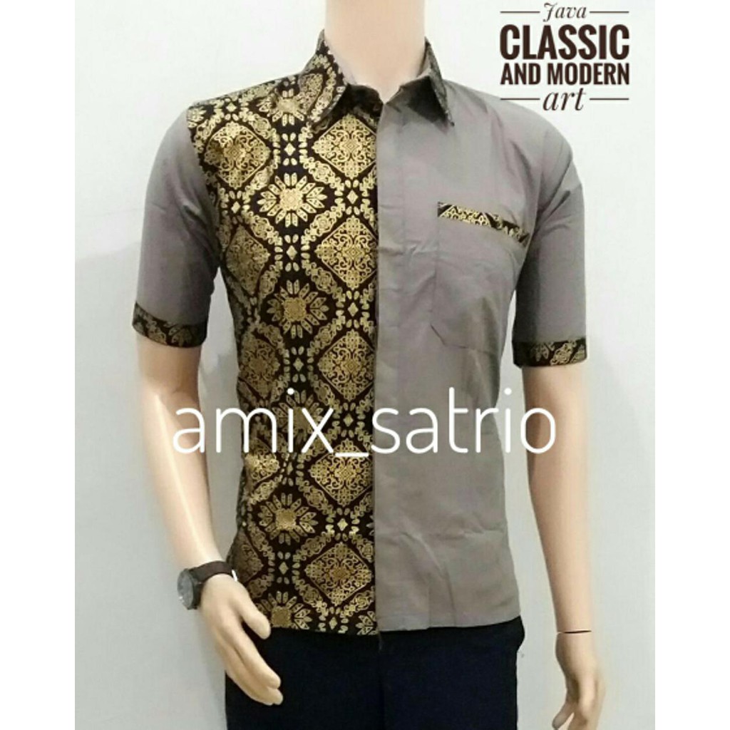 Unik Hem batik pria kemeja batik kombinasi Berkualitas