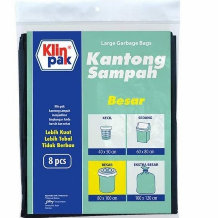 KLIN PAK 80x100 isi 8pc KANTONG PLASTIK SAMPAH PREMIUM MURAH GROSIR