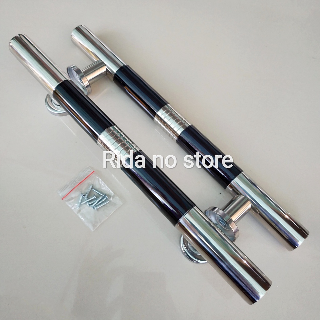 sepaket 1 Satu set Handle Pintu kunci 25 cm / Tarikan Pintu rumah / Pegangan Pintu rumah mewah / Gagang pintu rumah Modern Terbaru Hitam Biru