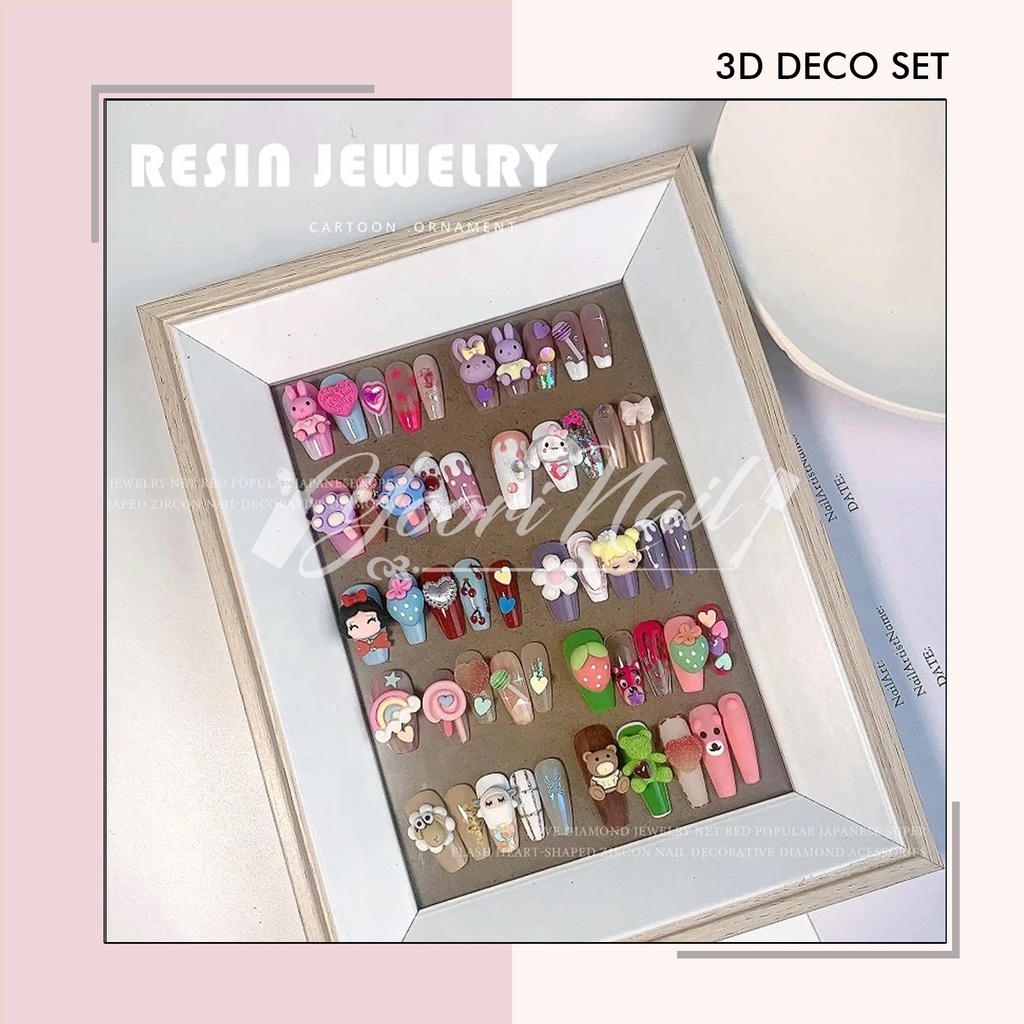 3D deco boneka 3d nail art set pack dekorasi nail art cute japanese