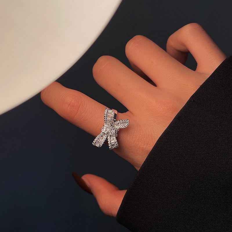Shuling 2021 Cincin Silver Adjustable Desain Pita Hias Zircon Untuk Wanita