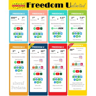 Paket Kuota Indosat Unlimited 1GB 2GB 3GB 7GB 10GB 15GB Freedom U | Shopee Indonesia