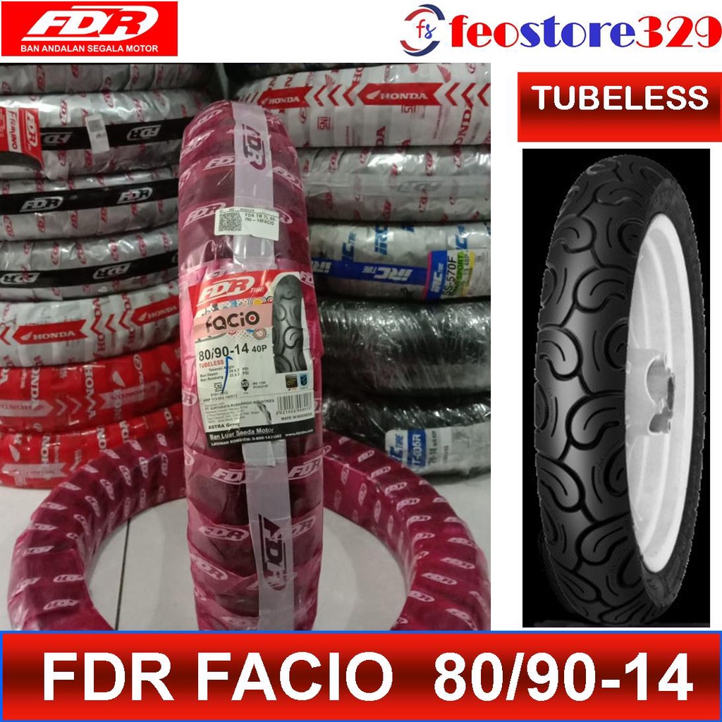 BAN LUAR TUBLESS DEPAN HONDA VARIO BEAT MATIC LAINNYA FDR 80/90-14 RING 14 Facio Tubeless