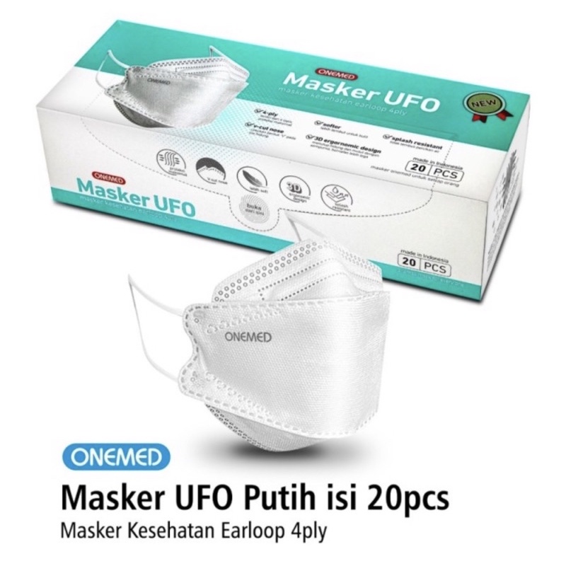 ONEMED 3D Surgical Mask UFO Earloop isi 20 pcs