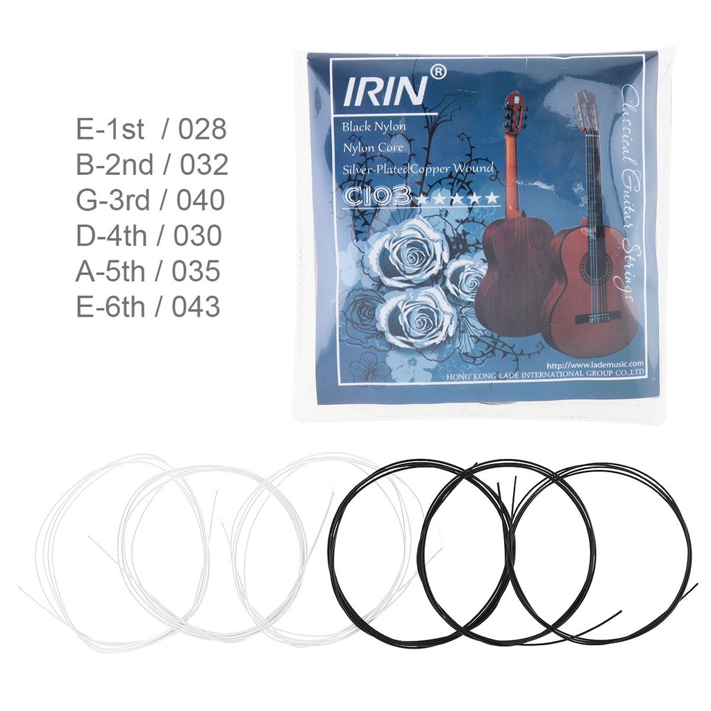 6pcs / set Senar Gitar Klasik 028-043 Inci Inti Baja Lapis Perak Tembaga Alloy Dengan Inti Nilon