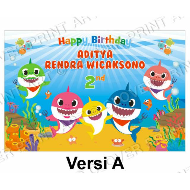 Backdrop Ulang Tahun Baby Shark