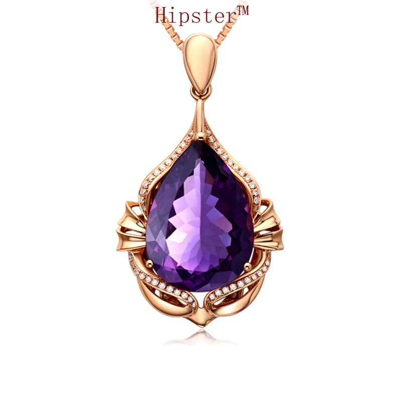 Hot Selling Light Luxury Natural Amethyst Pendant Elegant Necklace