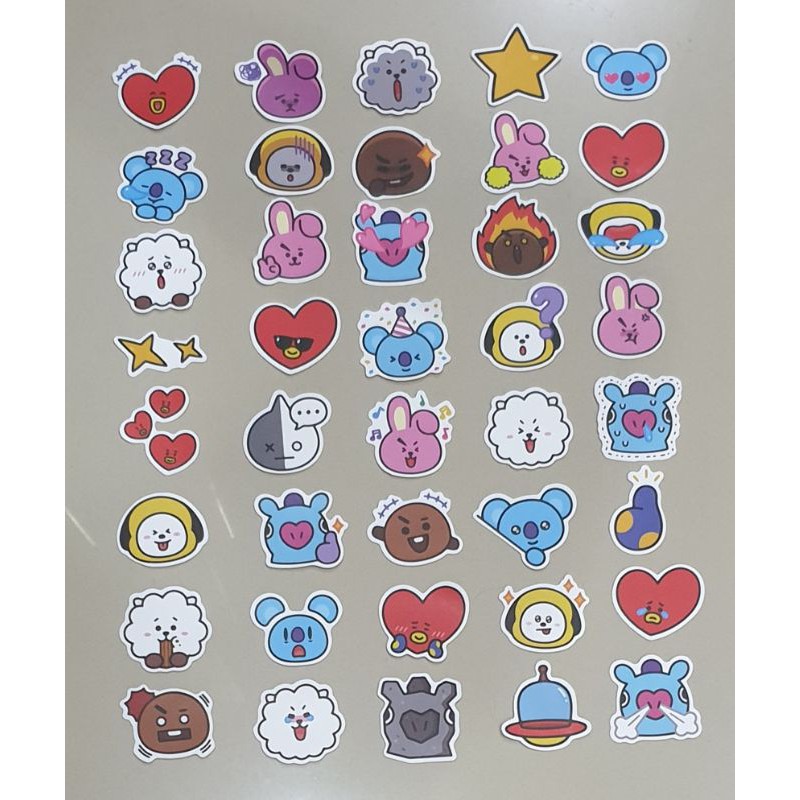 40Pcs Stiker Kpop Type A Decal Kpop BTS Bangtan Boys bt21 Kartun untuk Scrapbook