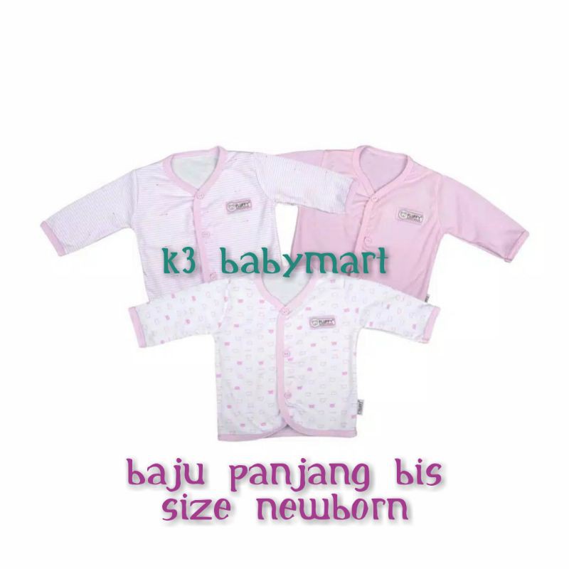 NB Baju Panjang Bis Fluffy newborn Pink putih white salur piyama bayi anak SNI