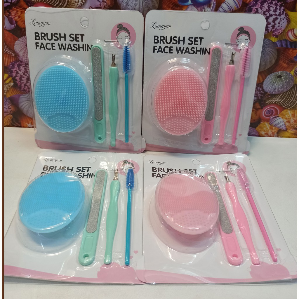 Brush Set Face Washing 4in1 / Pembersih Wajah Silikon 4in1