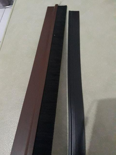 Alumunium + Double Tape Door Brush Bottom Seal / Lis Bulu Penutup Celah Lubang Bawah Pintu