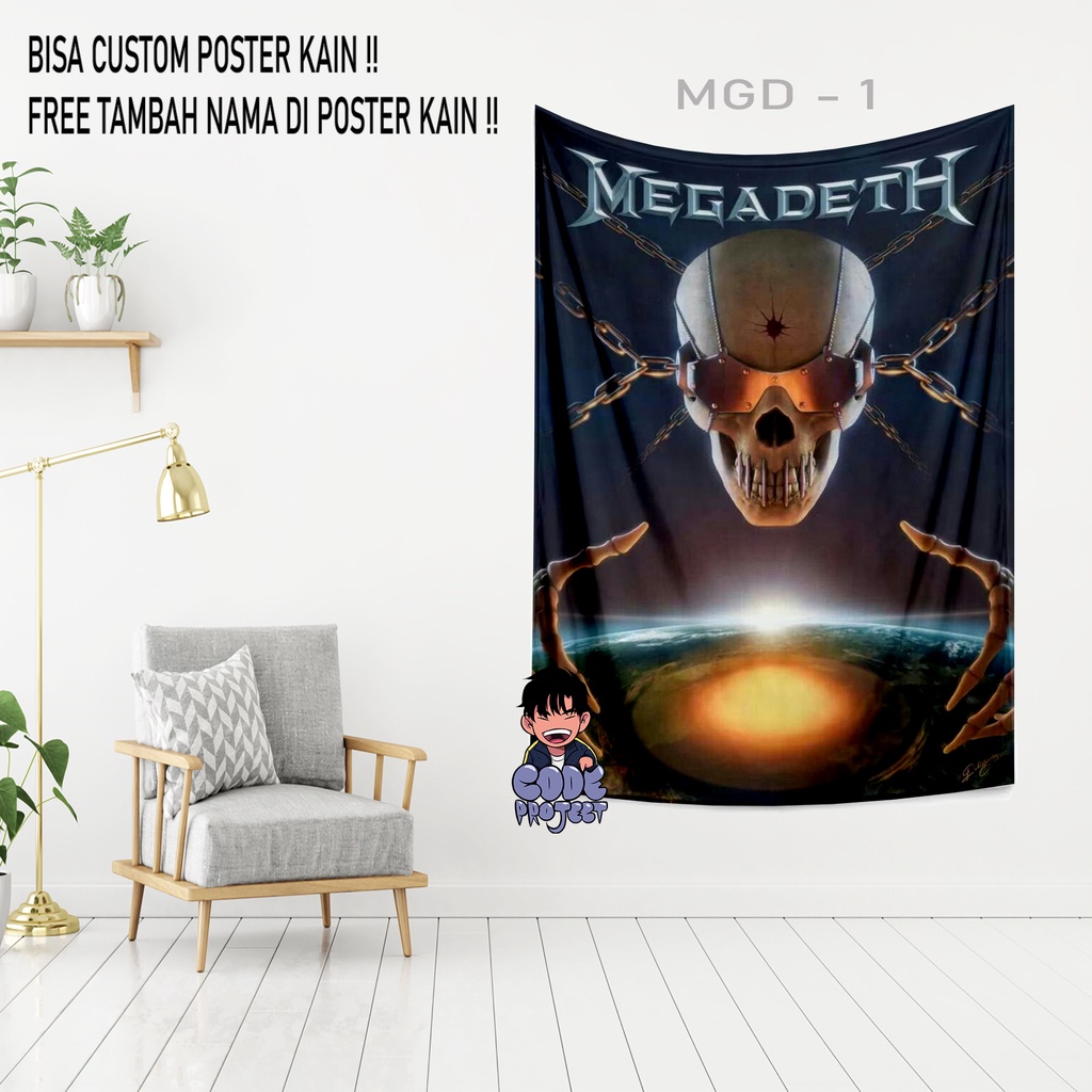 POSTER KAIN MEGADETH - mega deth - megadeth - hiasan dinding megadeth - pajangan dinding megadeth