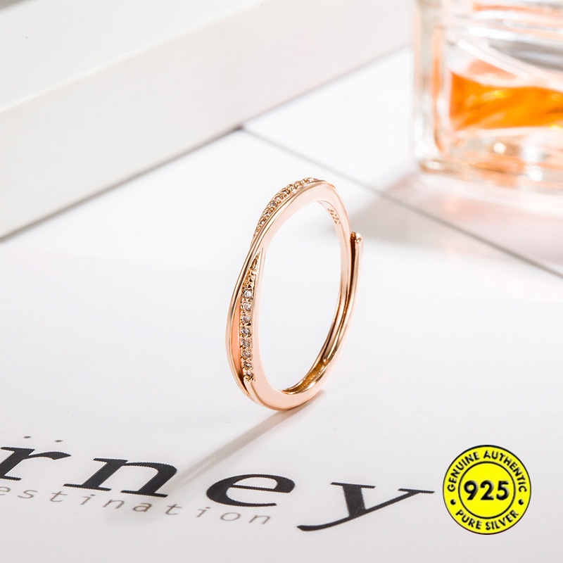 Cincin Berlian Baris Tunggal Bahan S925 Silver Untuk Wanita