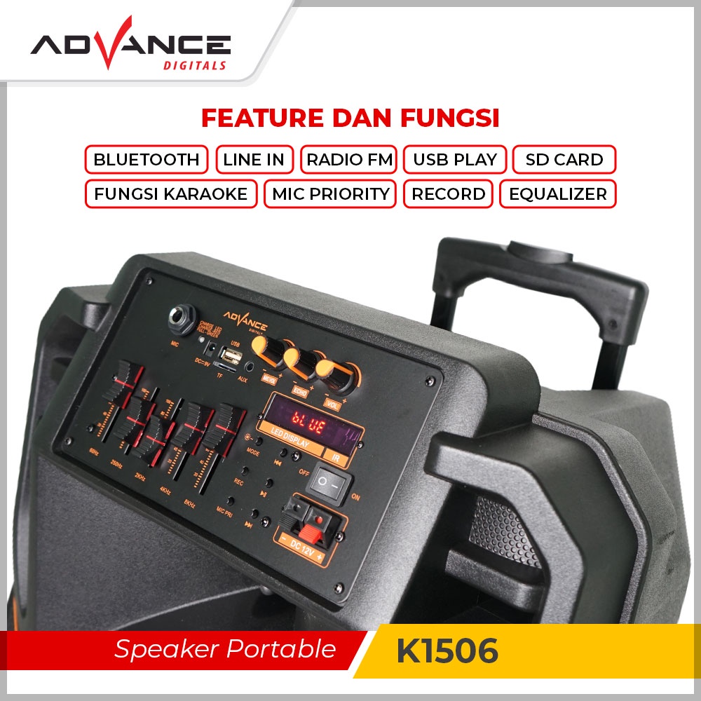 Speaker Aktif Advance K1506 Speaker Meeting Salon Aktif 15&quot; Gratis Mic Karoke + RGB Light