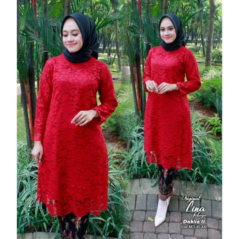 (Cod) bisa bayar di tempat atasan kebaya brukat tunik bahan tebal bukan yang tipis