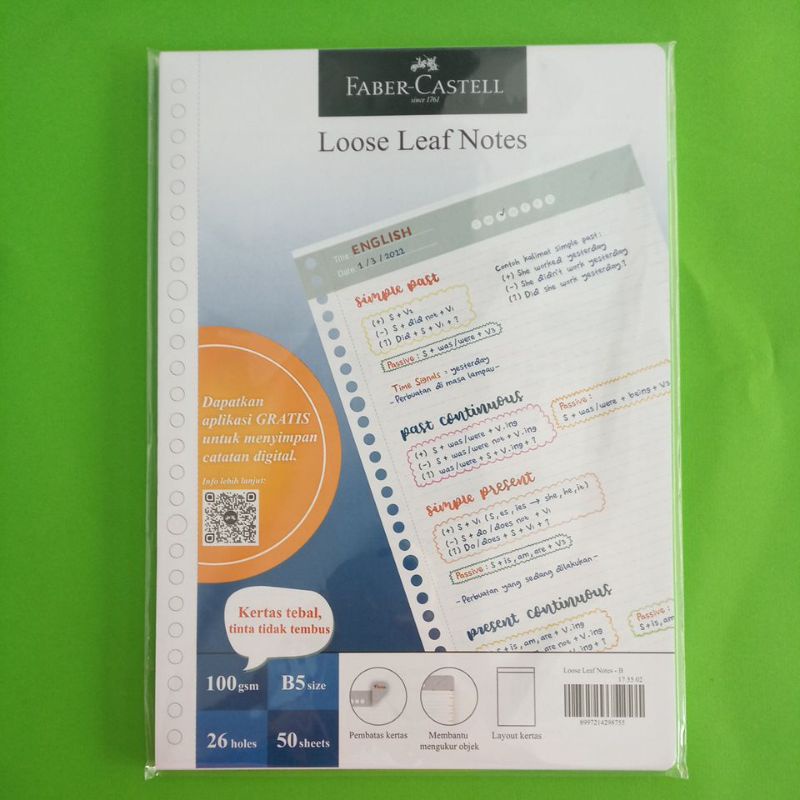 

Loose Leaf Faber Castell B5 50 lembar TIPE B