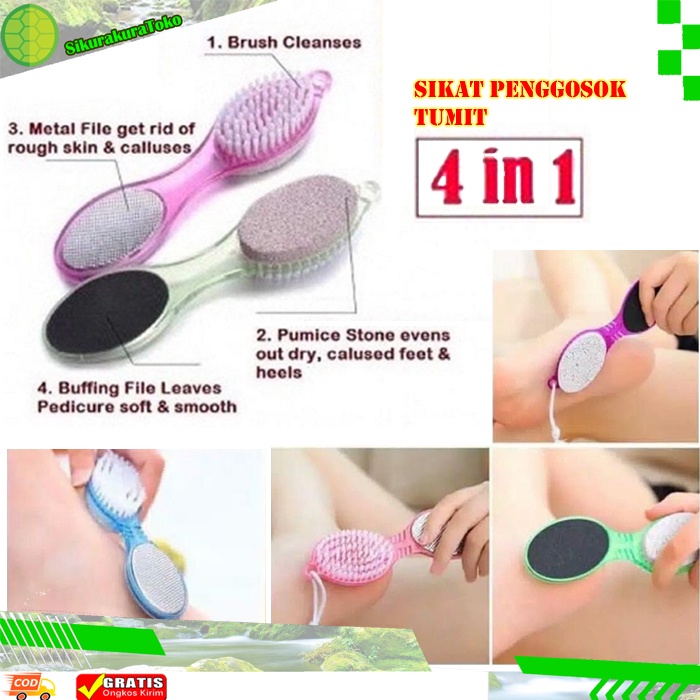 (SKR) Sikat Penggosok Tumit Pecah 4 Steps 4 in 1 Penghalus Kaki Pedicure Kuku Serbaguna Sikat Kaki Batu Apung 4in1 Amplas Kaki Pengikir Kikir Buffing