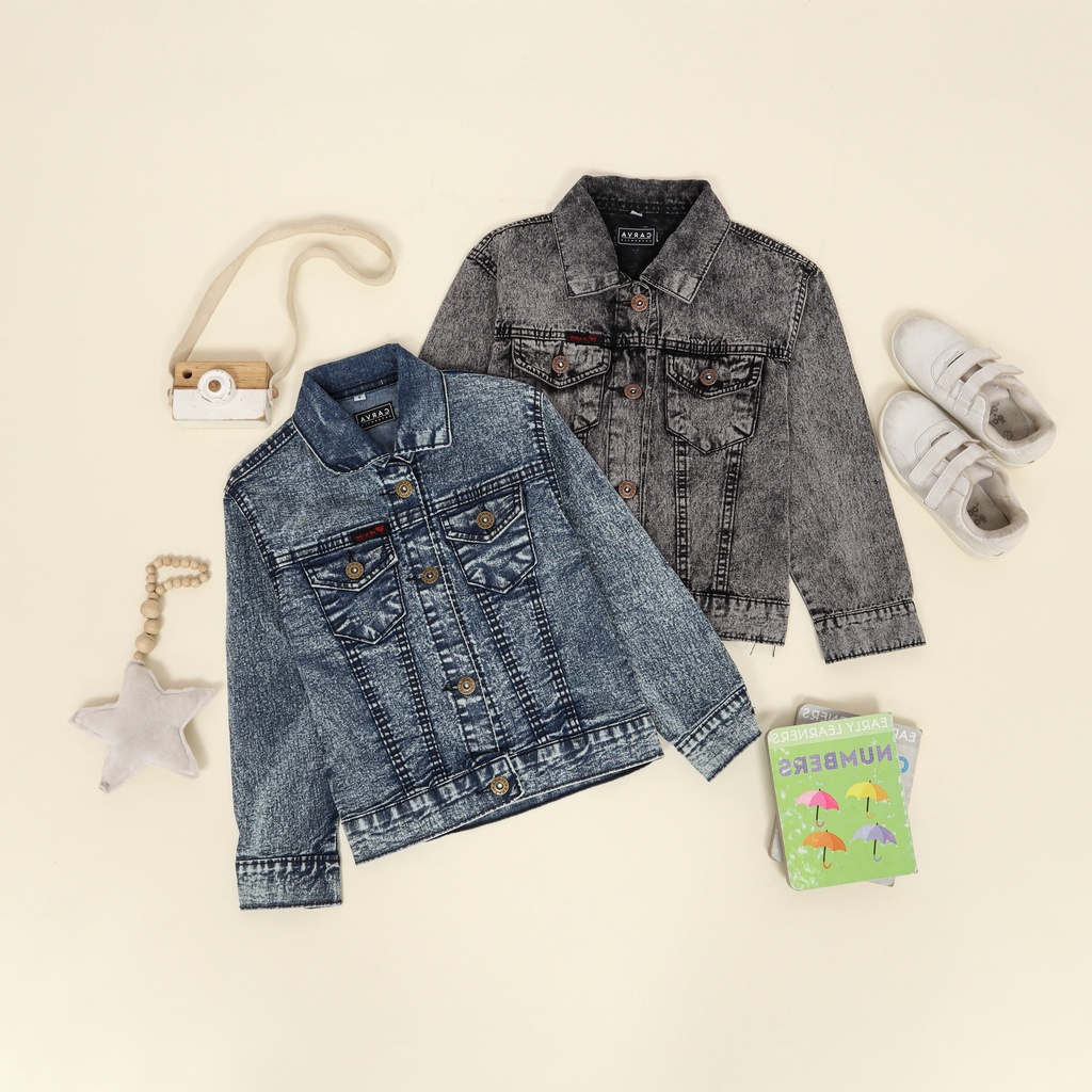 Jaket anak laki laki perempuan jaket jeans denim anak sendwash black cewe cowo jaket bayi jeans original realpict