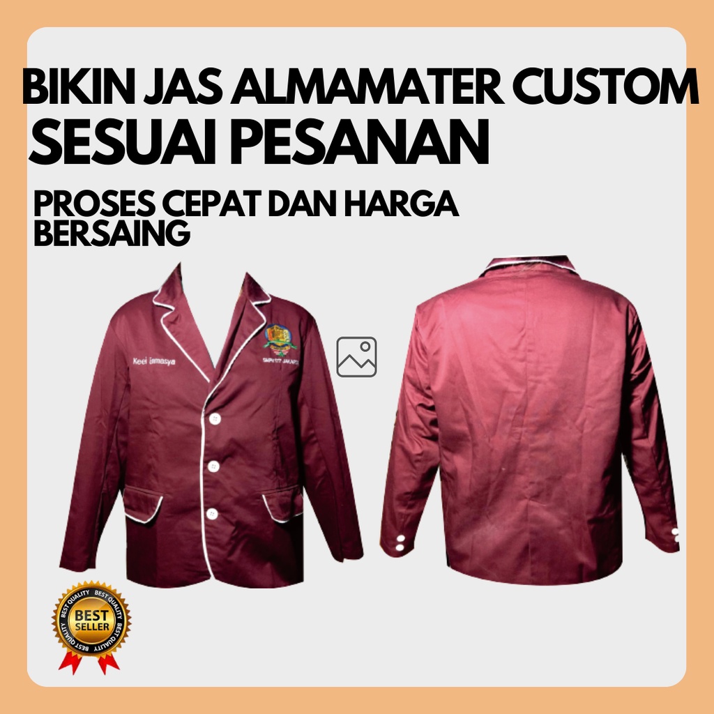Jas Blazer Jaket Almamater Pria Wanita Kampus Sekolah Polos Bordir Custom  Design Sendiri