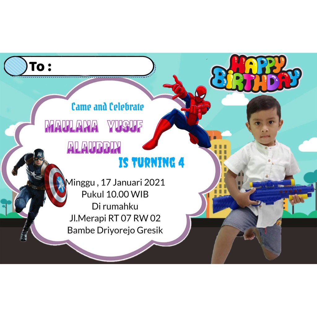 undangan ulang tahun spiderman