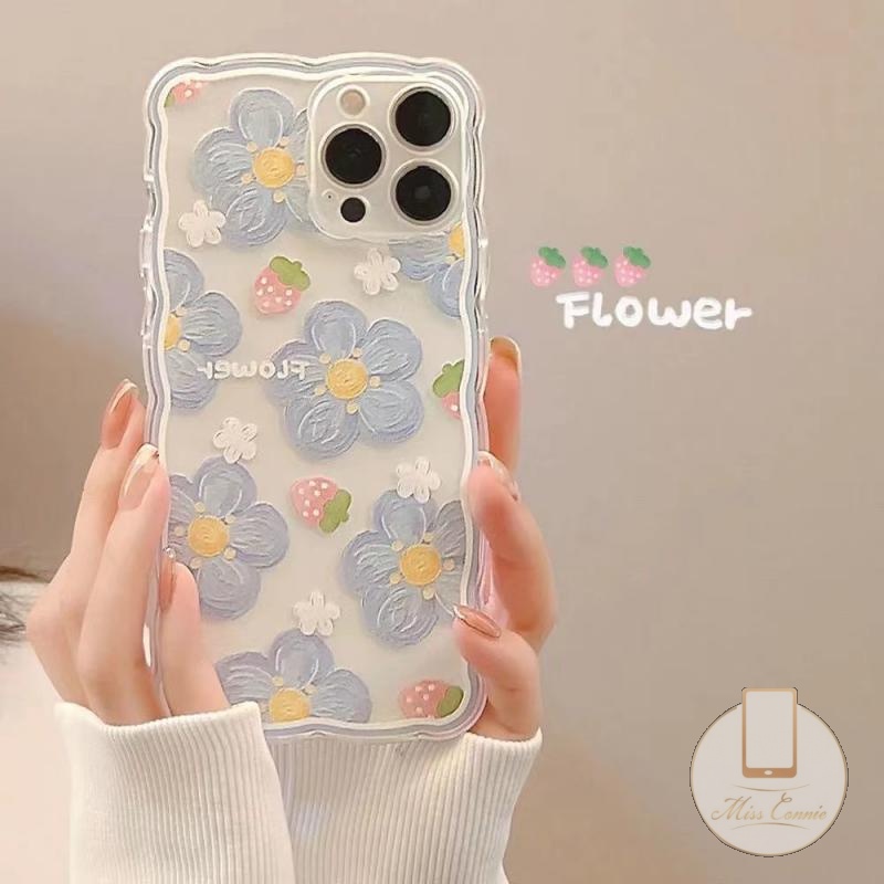 Soft Case Tpu Transparan Motif Bunga Strawberry Untuk iPhone 7 Plus 8 Plus 11 X XR XS Max 12 13 Pro Max 6 6s Plus SE 2020