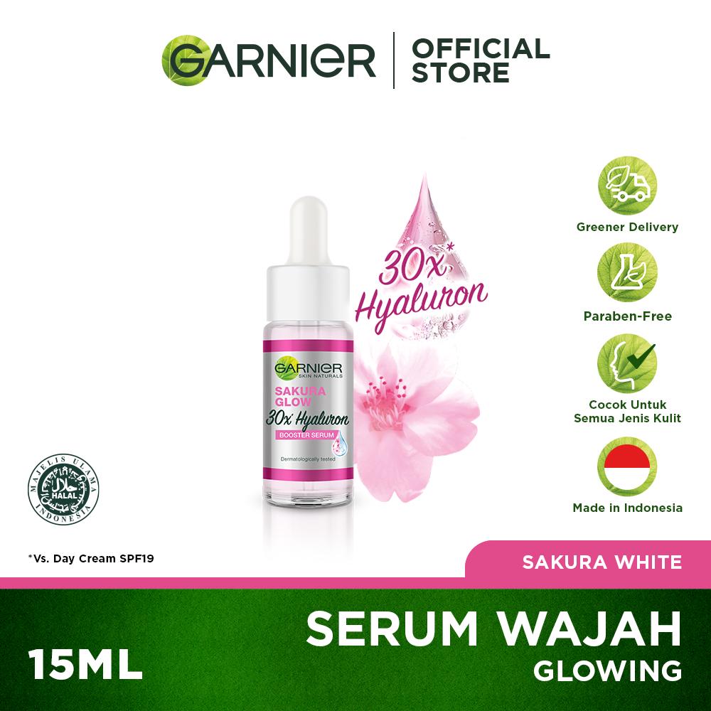 Garnier Sakura Glow Booster Serum 15ml + Facial Foam -100ml 2pcs(Kulit Glowing Merona)(Sakura White)-2